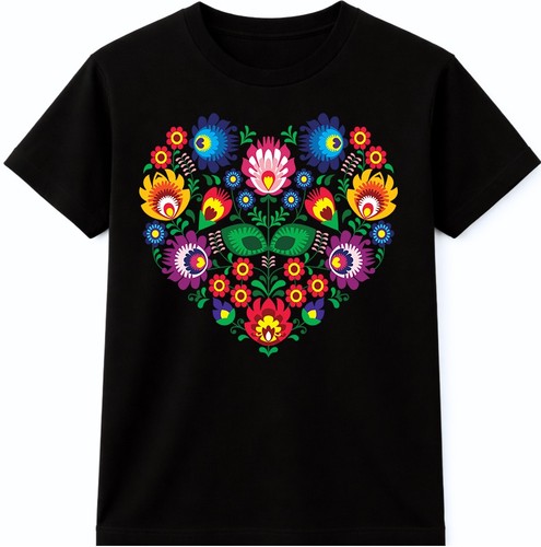 Folk art heart floral shirt - art,