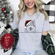 Xmas T Shirt Alaskan Malamute Dog Xmas Shirt Christmas T-Shirt Xmas TShirt Santa