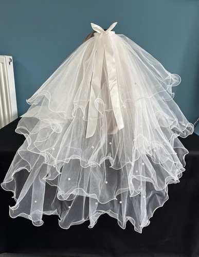 Wedding veil white pearls - veil,