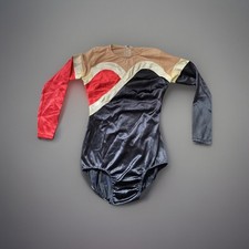 baton twirling costume Ice Skating Red Black Tassel Age 14 Small Adult Size 8-10