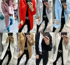 Womens Ladies Chunky Cable Knitted Oversized Longline Hooded Cardigan Cape Top