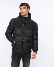 Mens Crosshatch Staylike Puffer Jacket - Black