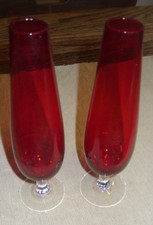 Ruby Red Art Glass Bud Vases x