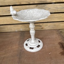 Vintage Rustic Cast Iron Hummingbird On Flower Dish Garden Bird Feeder Bath 