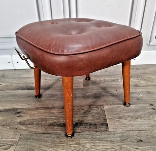 Vintage vinyl footstool - vintage,