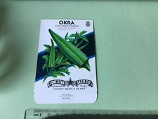Okra Long Green Spinless   Vintage Empty Seed Packet   Ref 49485