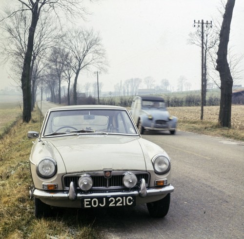 Mgb parked with citroen - mgb, gt