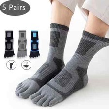 5 Pairs Men Sport Toe Socks Cotton Blend Stripe Five Finger Sock Breathable Soft