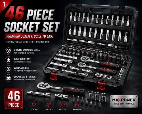 Piece socket set 4 - socket, 1/4”
