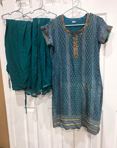3pc embroidered teal - 3pc,
