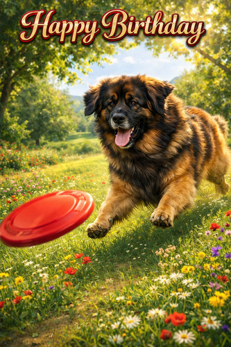 Leonberger dog birthday card - birthday,