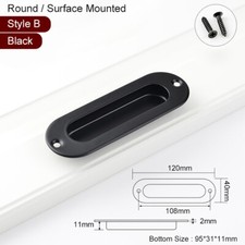 Recessed Flush Door Knobs Dark Handle Pull Inset Sliding Door Handle +Screw