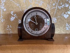 BENTIMA SMALL & COMPACT OAK CASED 8-DAY MANTEL CLOCK - TIME ONLY - FULLY WORKING