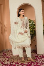 Exclusive Look Faux Georgette Off White Salwar Kameez And Dupatta For Women Wear