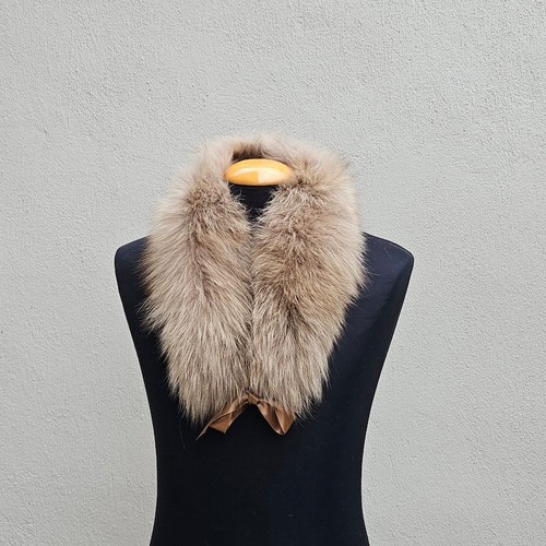Genuine beige fox fur collar - fox,