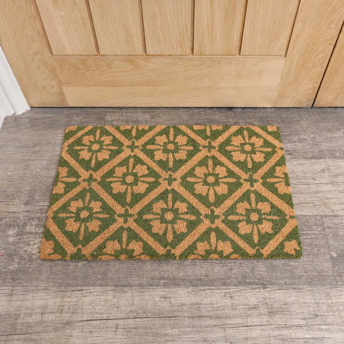Green natural geometric tile - green, &