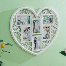 Large Photo Frame White Hanging Heart Shaped Multi Picture Love Frames Gift UK