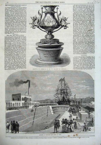 Old antique print - 1867, cup