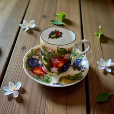 Vintage Roy Kirkham, Orchard Espresso Cup & Saucer  Fine Bone China England 1991