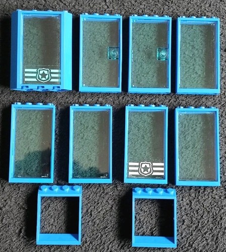 Lego windows doors - mixed, blue