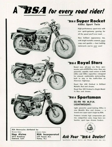 1962 bsa super - bsa, rocket,