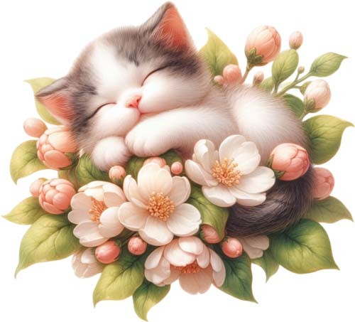 Colourful sleeping kitten - sleeping,