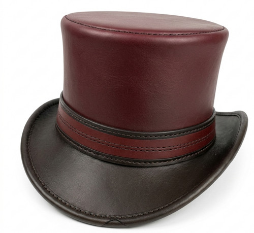 Leather top hat - leather, steampunk