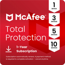 McAfee Total Protection Antivirus 2026 1, 3, 5, 10 1 Year Auto-Renewal - Digital