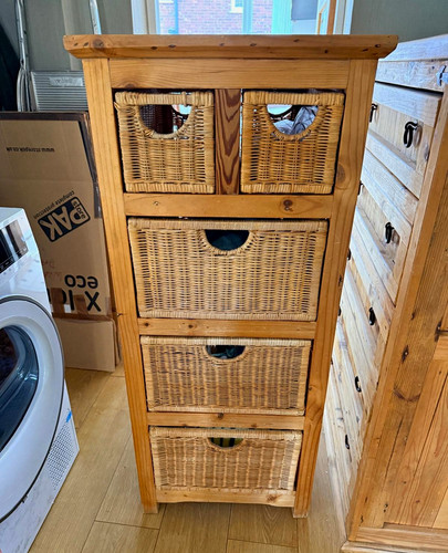 Wood wicker 5 drawer - &,