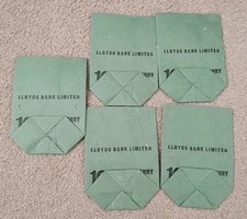 X5 Lloyds Bank 10s Threepenny Pieces Paper Money Bags Vintage Original Unused