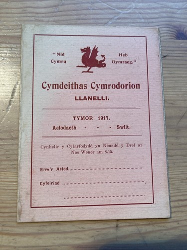 1917 welsh society - welsh, programme