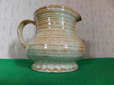 A Large Vintage Burton Pottery Ribbed Jug  Mustard & Green Tint 14cm Tall 