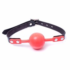 Red 48mm Big Ball Gag Faux Leather Silicon Rubber Bondage Ball Gag