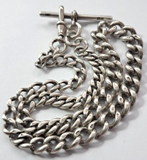 Antique Solid Silver Graduated Pocket Watch Albert Chain-B/HAM 1899 36Gr.16 Inch