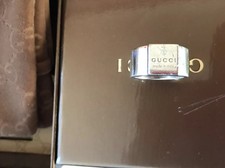 Genuine Mens Chunky Trade Mark Gucci Band Ring Sterling Silver. Size O & Half
