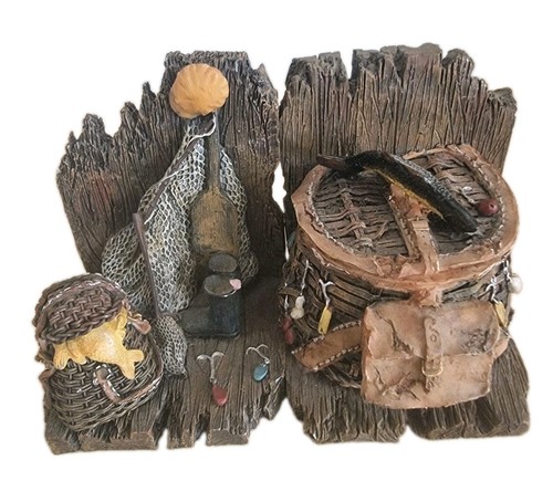 Vintage style fishing bookends - fishing,