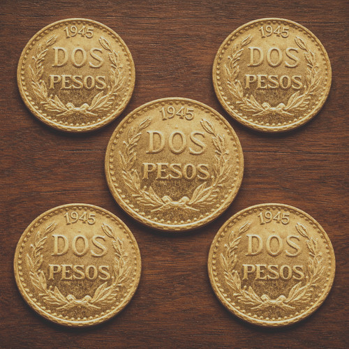 Lot 14k mexican 2 pesos - of,
