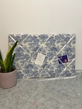 Blue Toile De Jouy Padded Fabric Notice Memo Board - French Lovers Design, Gift