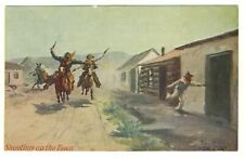  Shooting Up the Town John Innes Artist Signed Ranching Series c.1908 Troilene