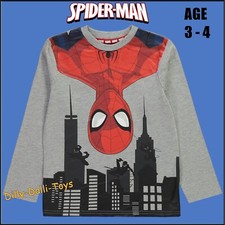 Kids Age 3 - 4 Disney Marvel Spiderman Long Sleeve Top T-Shirt Red Spidey NEW