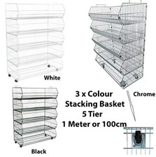 Professional Stackable Wire Storage Bin Rack Veg Fruit Basket for Retail Shop