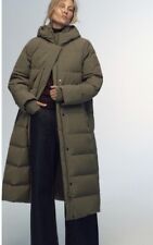 ZARA BNWT 2023. KHAKI LONG DOWN PUFFER COAT QUILTED HOODED .3046/228 Size L
