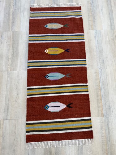 Hand woven wool runner - hand, rug
