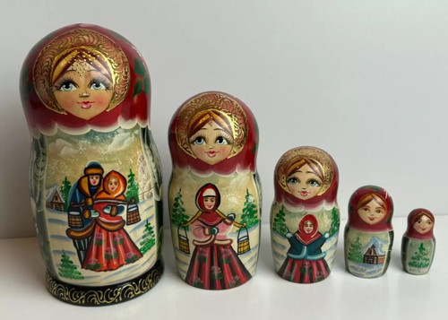 Wooden painted nesting dolls - painted,