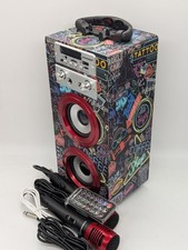 Dynasonic karaoke machine portable wireless Bluetooth speaker 2 microphones 21