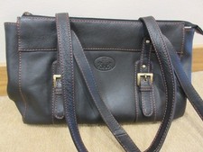 Rowallan leather shoulder bag -New- black with orange stitching
