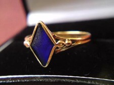 Antique Victorian 22ct Gold Synthetic Sapphire Ring London Hallmark 1882 // 2.3g