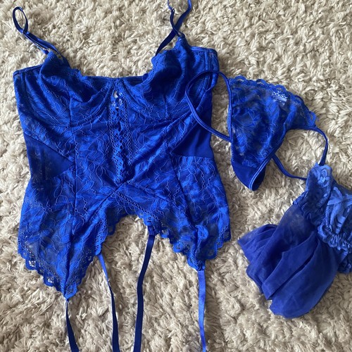 Lace basque with suspenders - with,