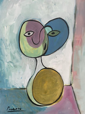 Picasso Pablo Original Painting Faces Surreal Surrealism Art  Modern Signed C54