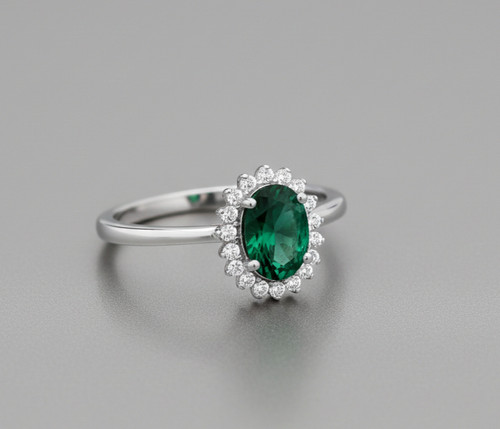 Sterling silver emerald ring - sterling,